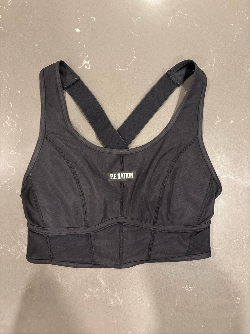 P.E Nation Black Supportive Crossover Sports Bra